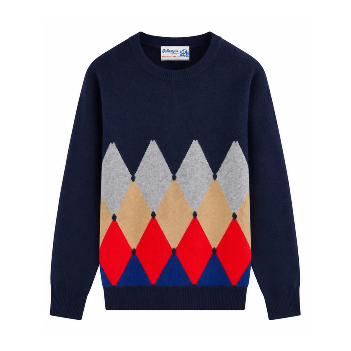 MAGLIA GIROCOLLO DIAMOND IN 100% CASHMERE NAVY BALLANTYNE