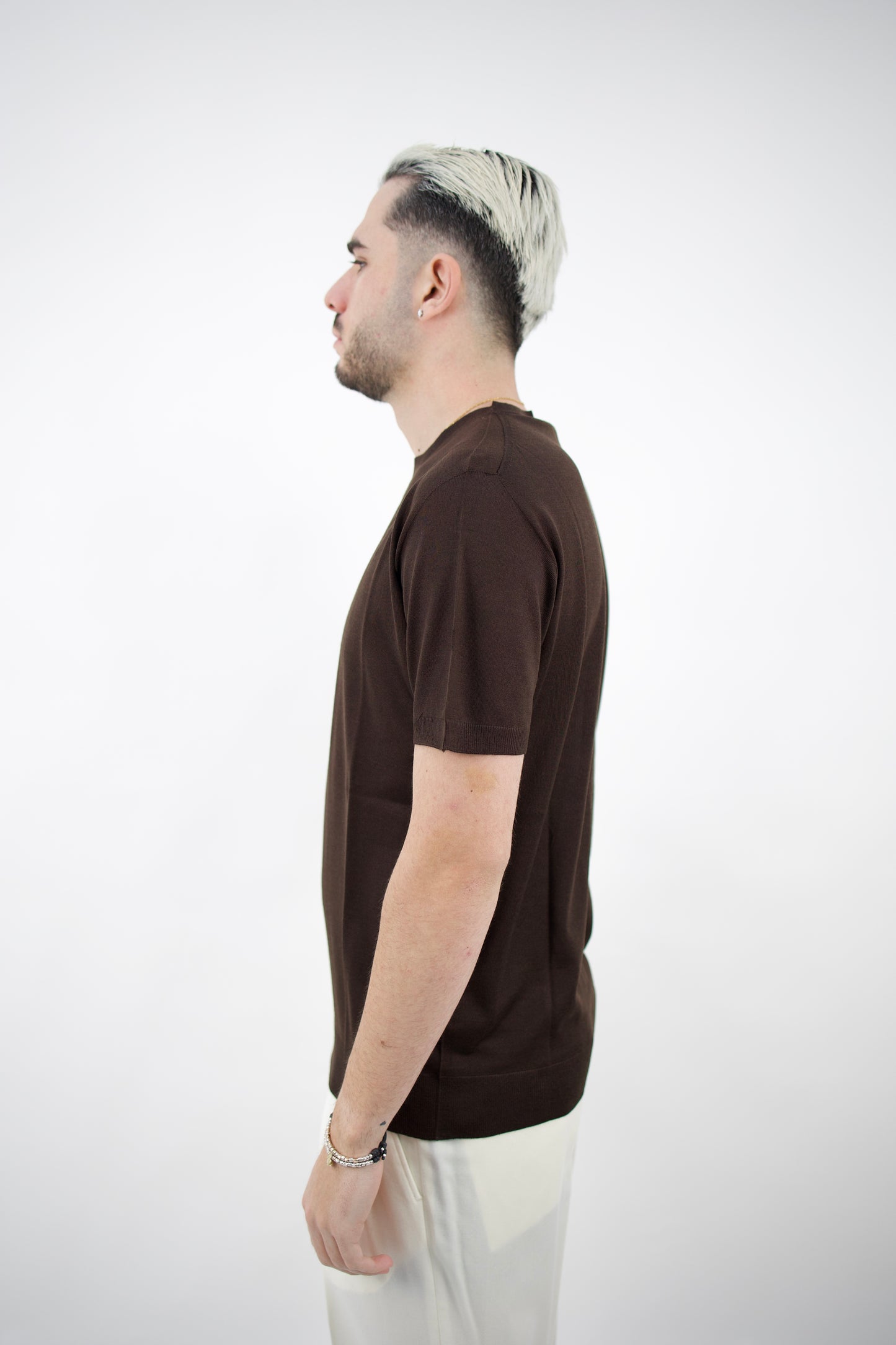 T-SHIRT MISTO SETA MOKA SE0227 033 DANIELE FIESOLI