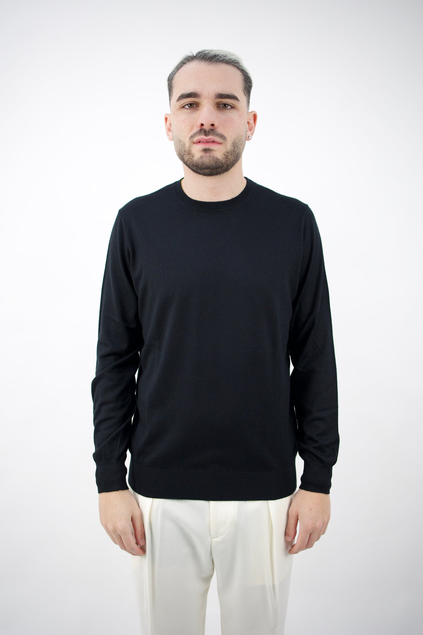 MAGLIA GIROCOLLO IN SETA&CASHMERE NERO DC9-14012 Della Ciana