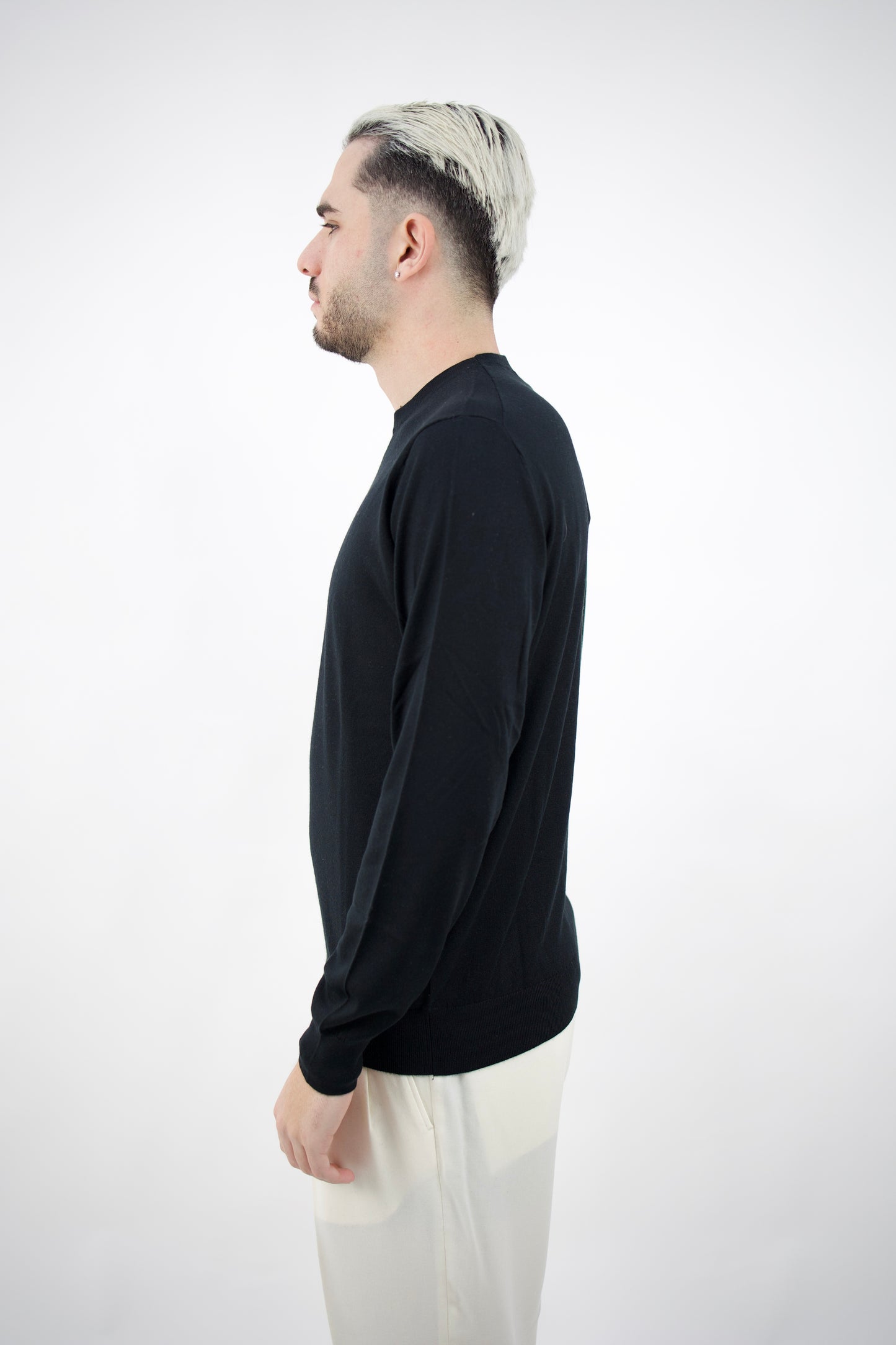 MAGLIA GIROCOLLO IN SETA&CASHMERE NERO DC9-14012 Della Ciana