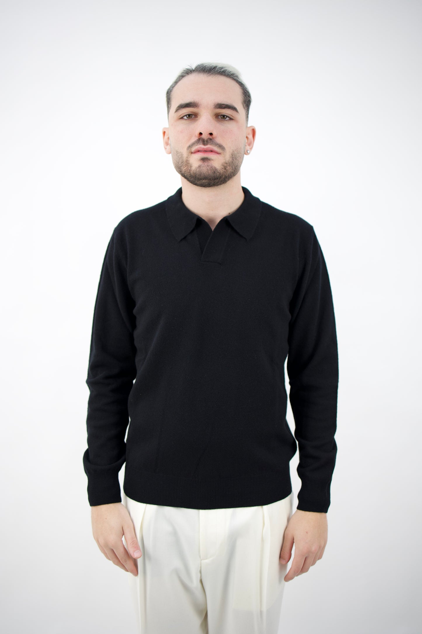 POLO OPEN COLLAR NERO 2561004/90R Altea