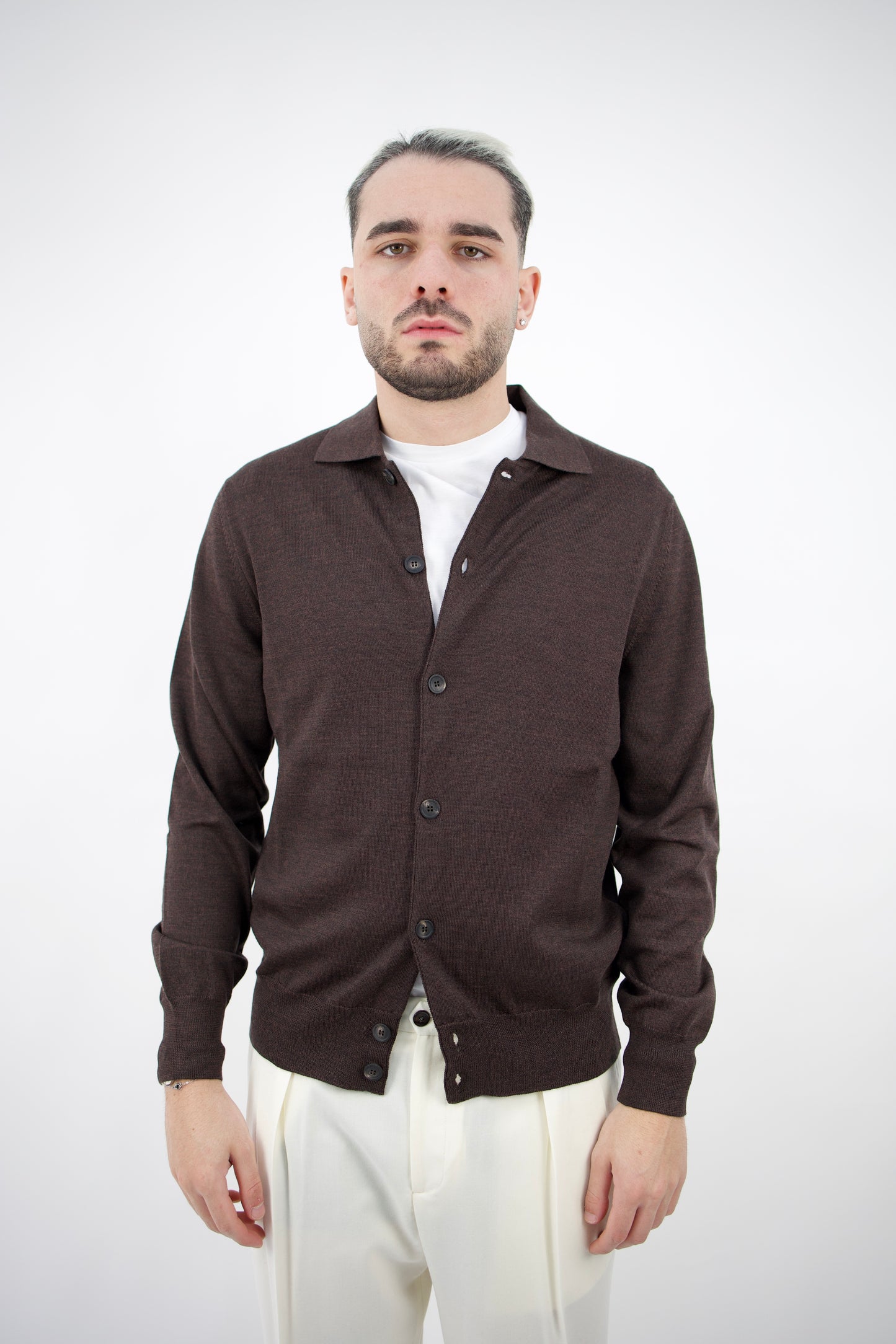 POLO CAMICIA IN LANA MARRONE 2561106/38R Altea
