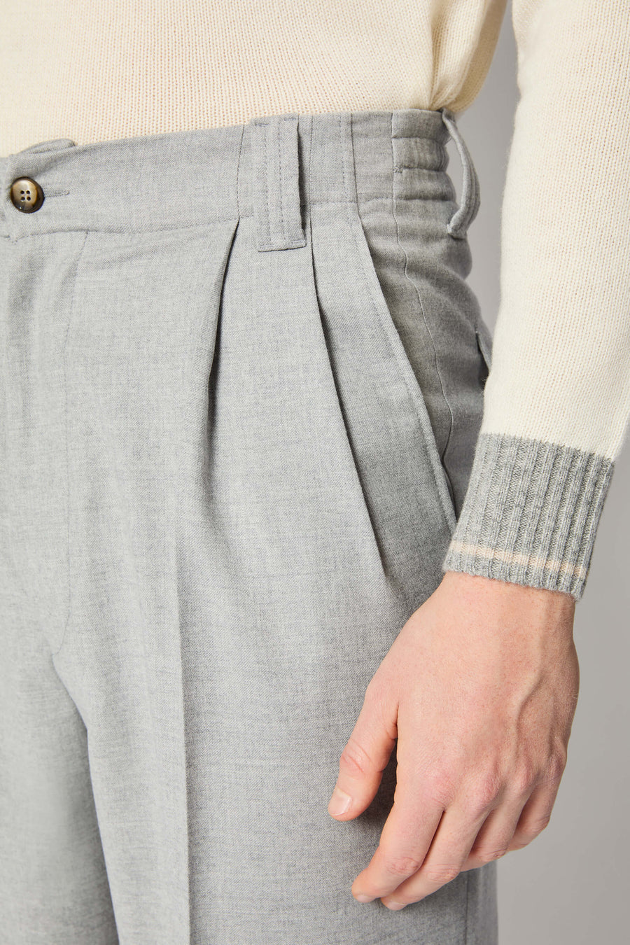 PANTALONE MARK GRIGIO MELANGE IN LANA 54515/2 8182 L.B.M.