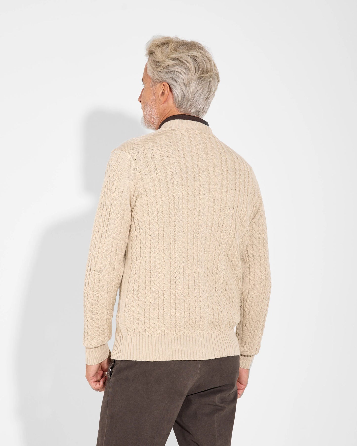 CARDIGAN TRECCIA IN LANA SABBIA CB3ML WM7Y 061 Filippo De Lurentiis