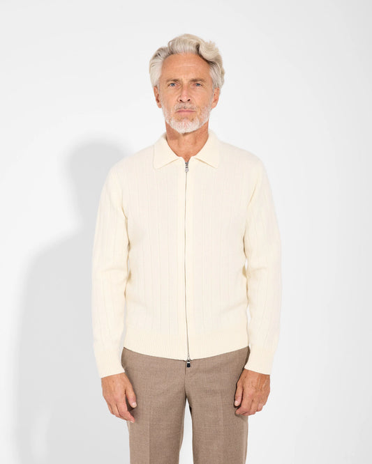 MAGLIA FULL ZIP A POLO LATTE FP3ML WC7C 020 Filippo De Lurentiis