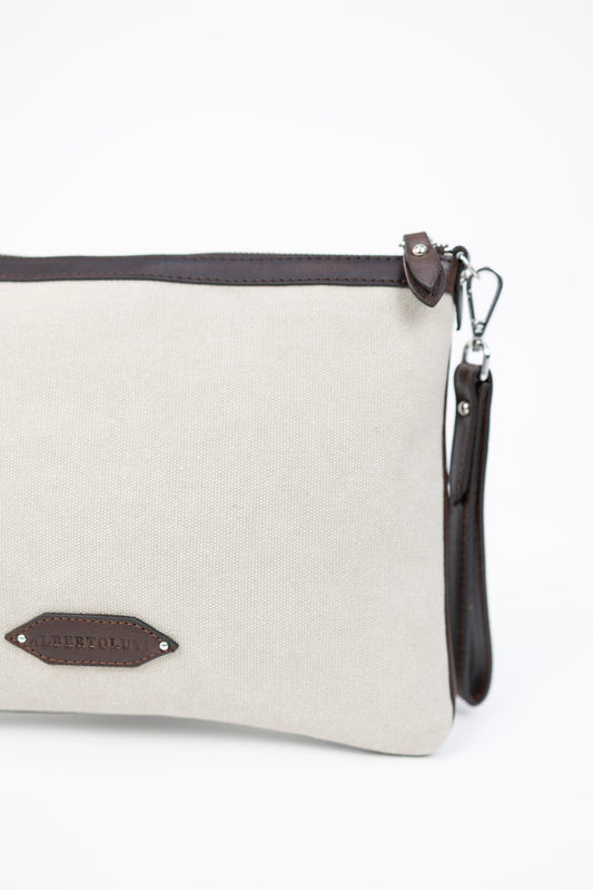 POCHETTE MANICO CANVAS SABBIA TESTA DI MORO Alberto Luti