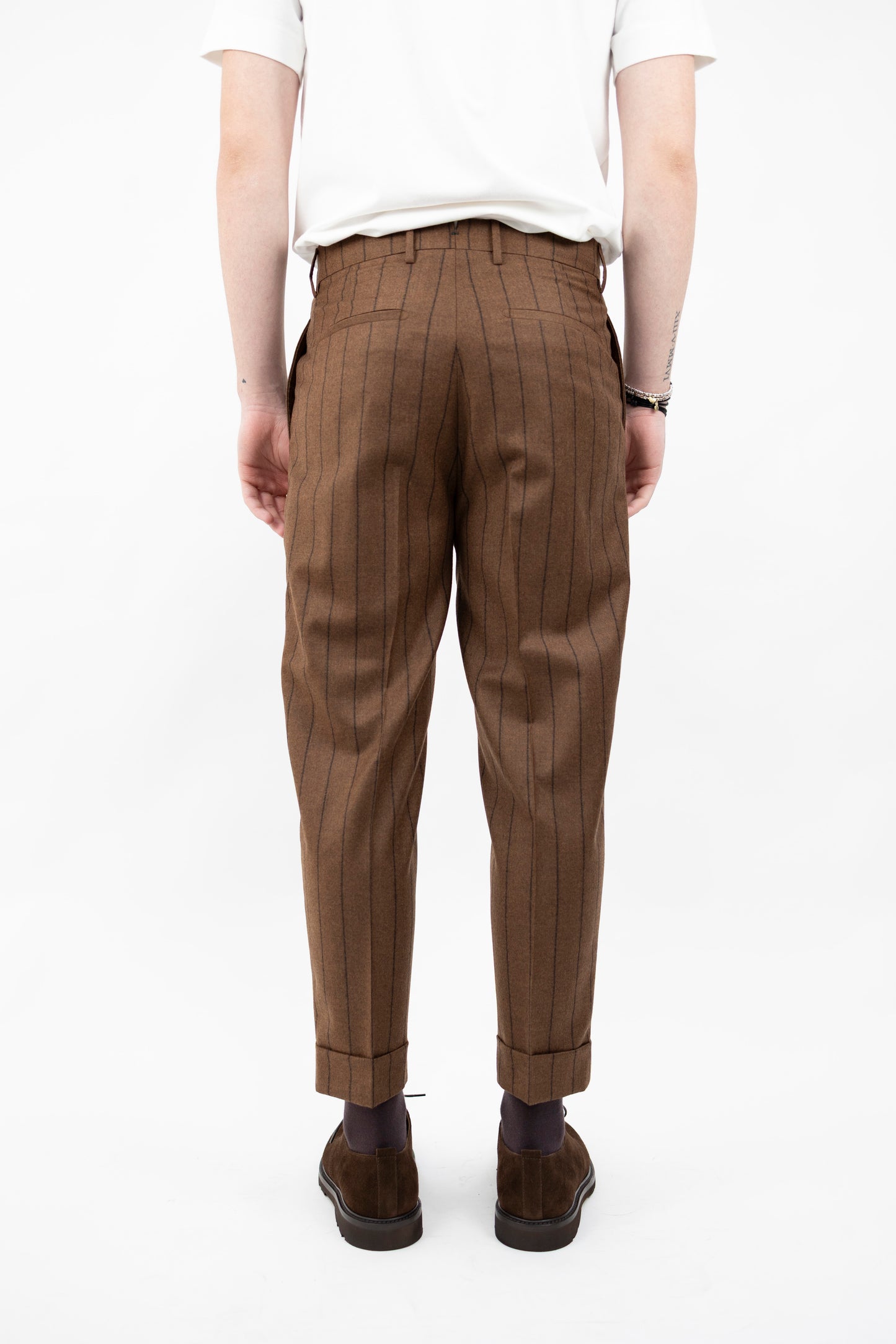 PANTALONE CHIAIA IN LANA RIGATO TABACCO AN1277 BERWICH