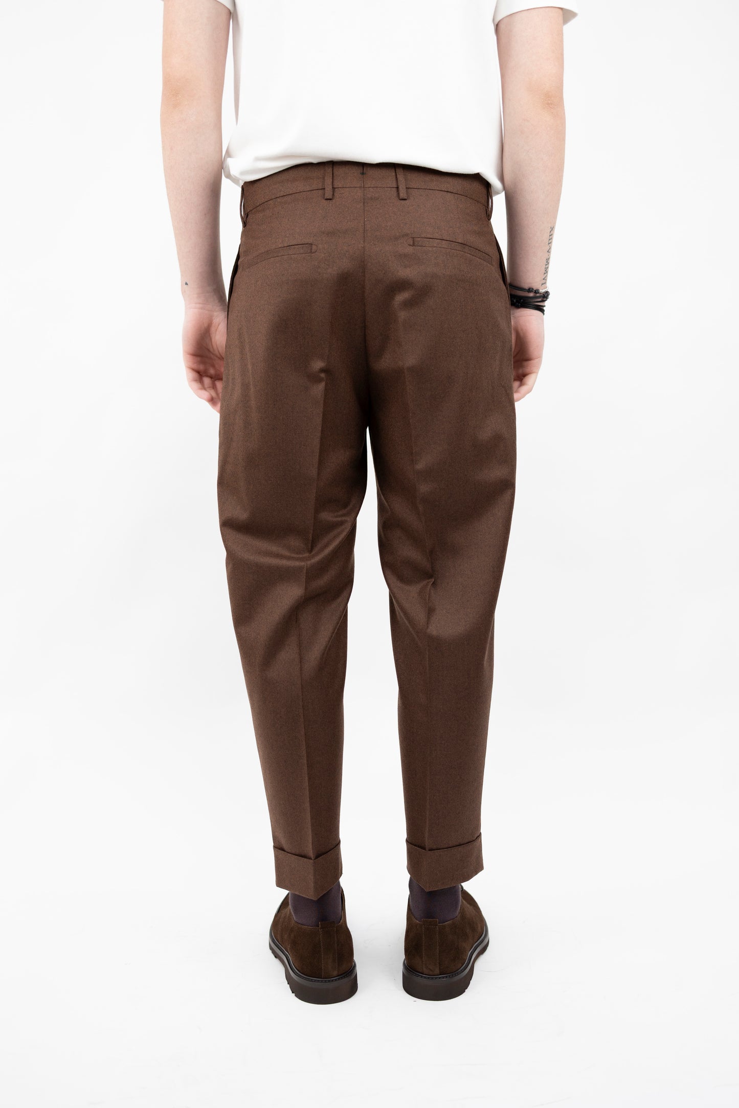 PANTALONE CHIAIA IN LANA VITALE BARBERIS VB8996 TOBACCO BERWICH