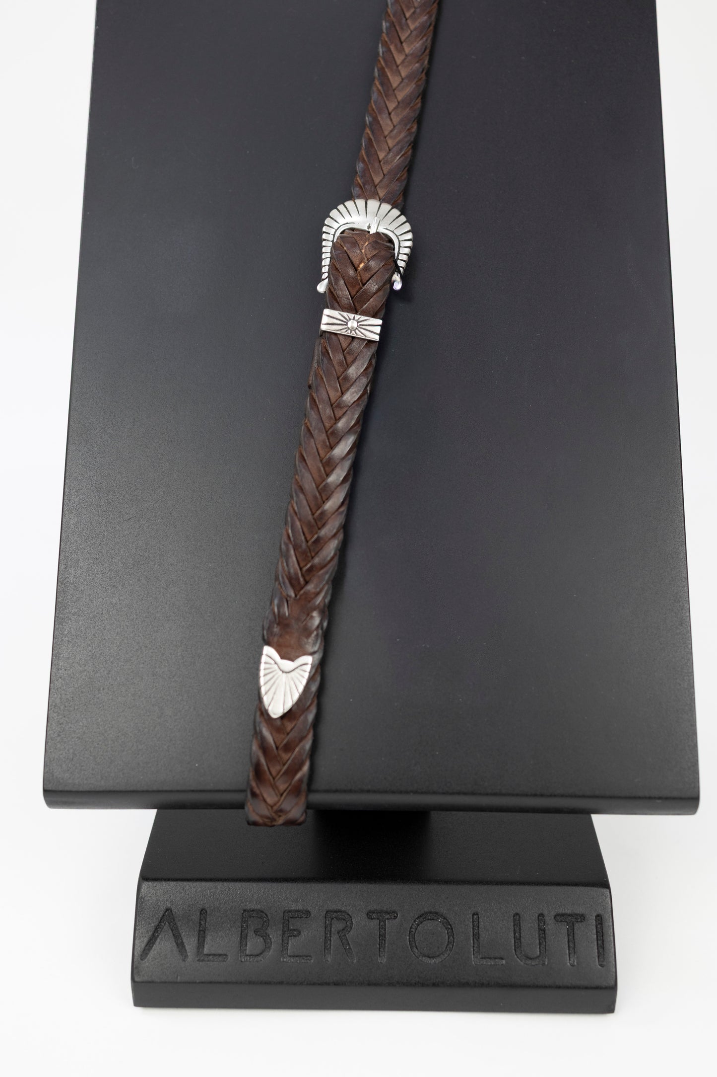 CINTURA IN PELLE TRECCIA MORO Alberto Luti