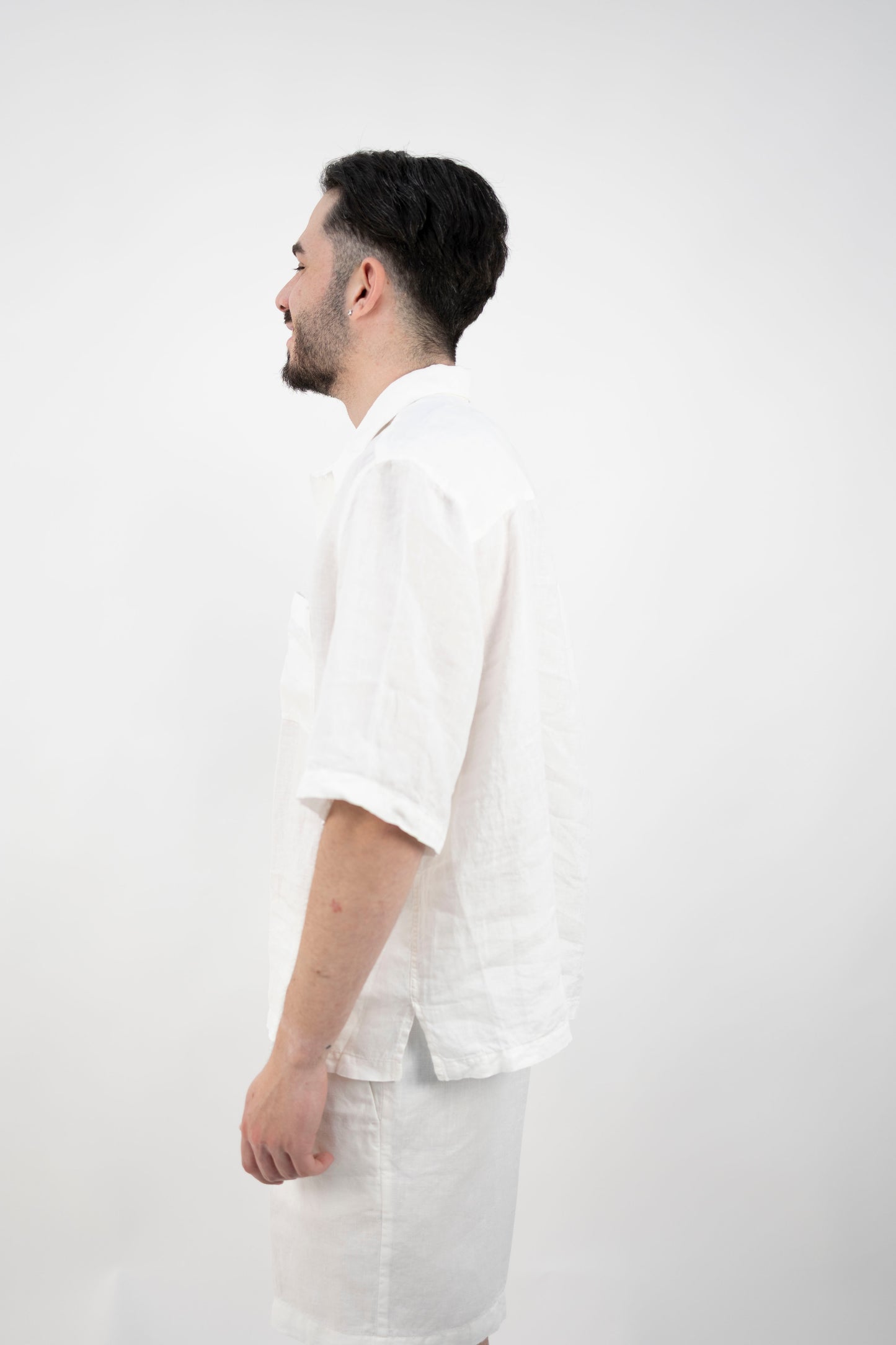CAMICIA IN LINO BIANCA MEZZE MANICHE BIL24 OFF WHITE InLinum