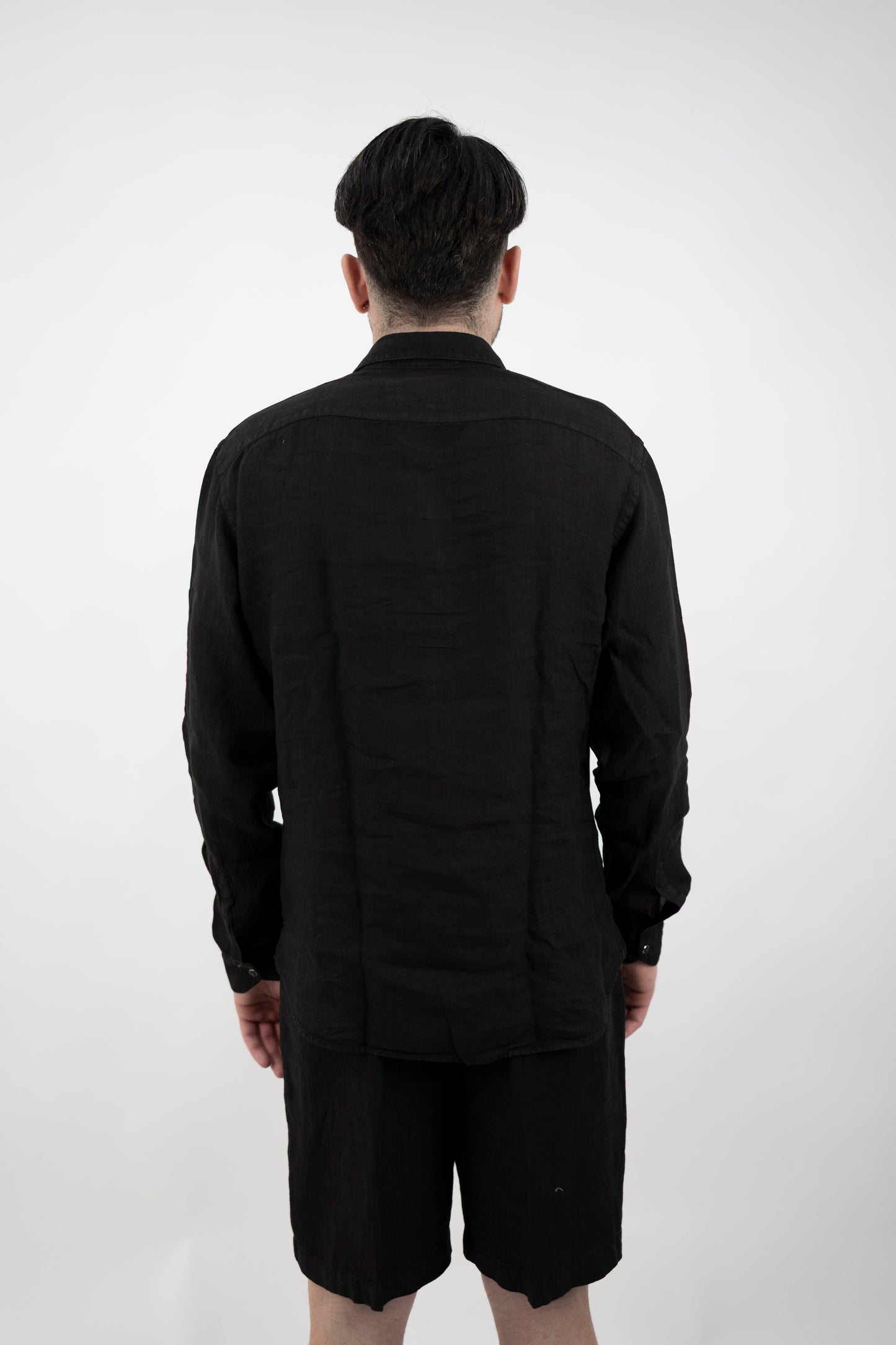 CAMICIA IN LINO NERA BIL19 CARBONE InLinum