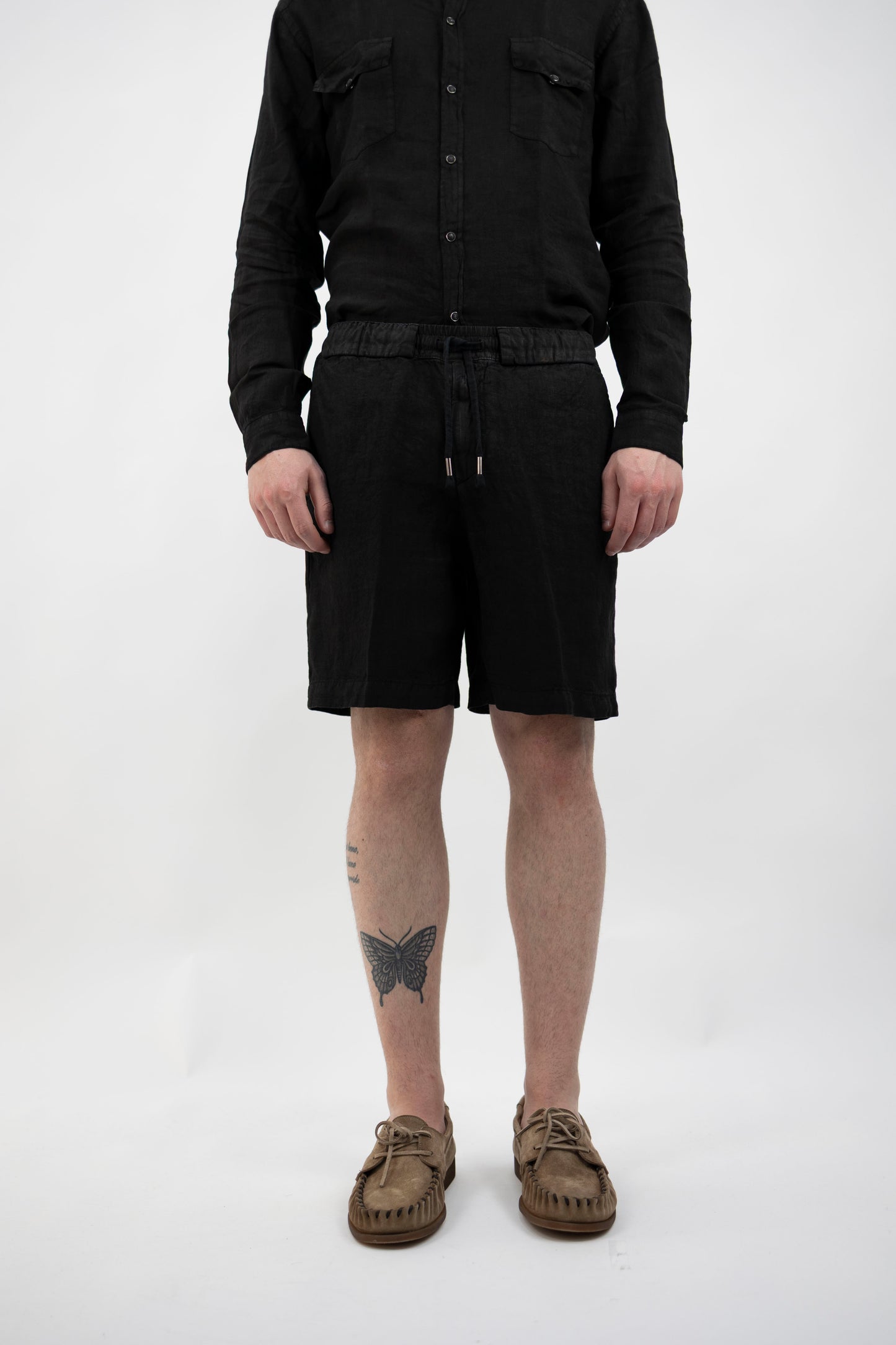 BERMUDA NERO IN LINO BIL17 CARBONE InLinum