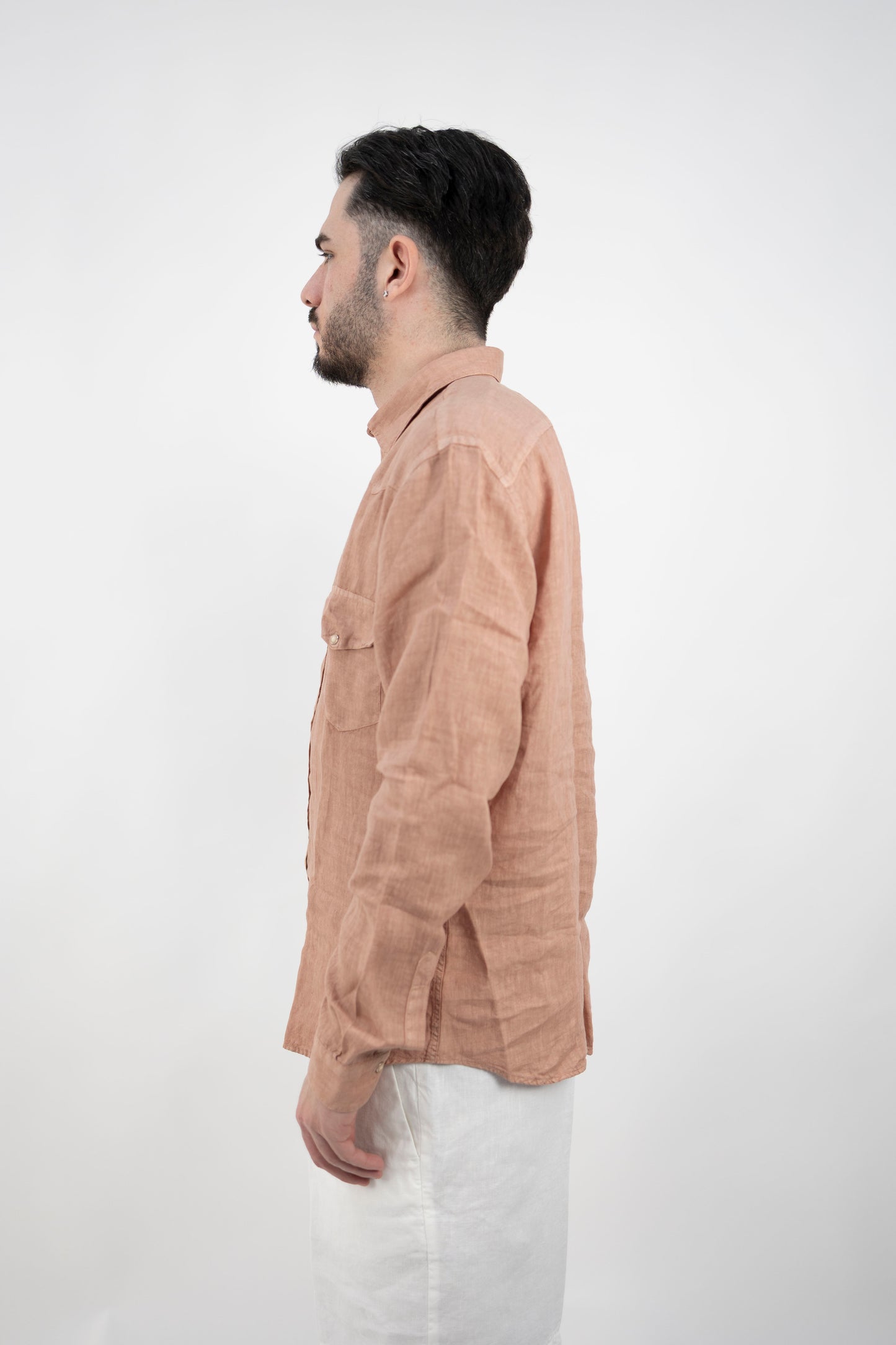 CAMICIA IN LINO ROSA ANTICO BIL19 ROSA RETRO' InLinum