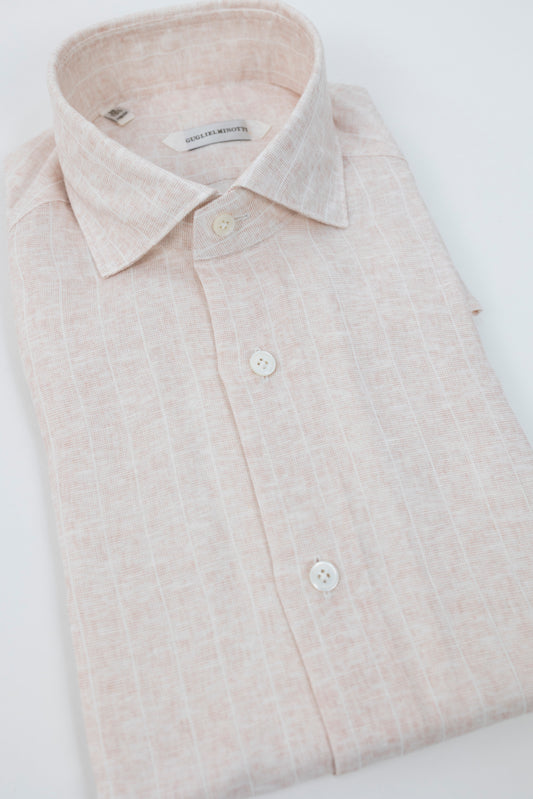 CAMICIA LINO 1JHDGPG RI1 RIGHE BIANCO ROSA GUGLIELMINOTTI
