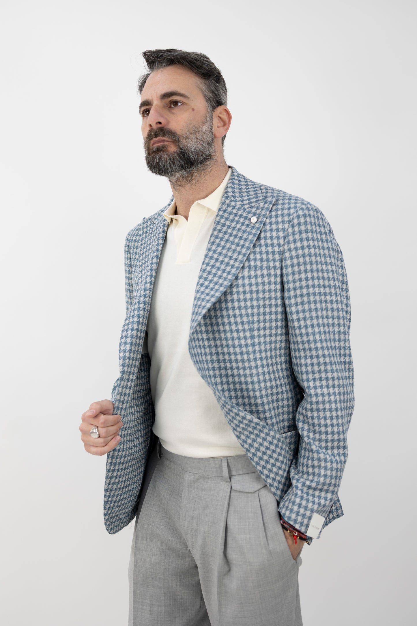 GIACCA PIED DE POULE GRIGIO/AZZURRO 62279/1 2412 Luigi Bianchi