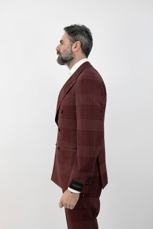 ABITO DOPPIOPETTO A QUADRI BORDEAUX 63378/2 3740 GABRIELE PASINI