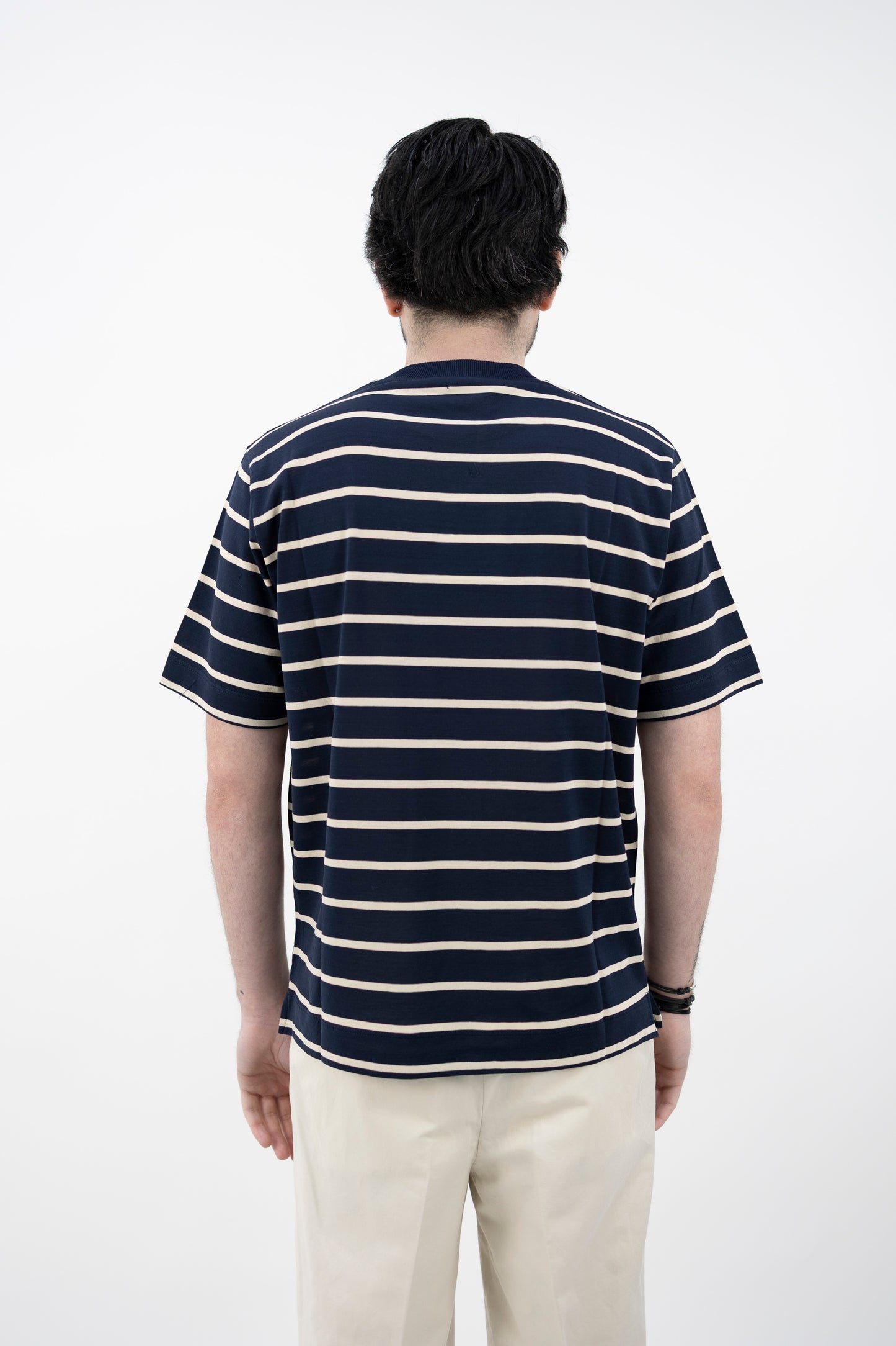 T-SHIRT GIROCOLLO BLU RIGA BEIGE DF4305 124 DANIELE FIESOLI