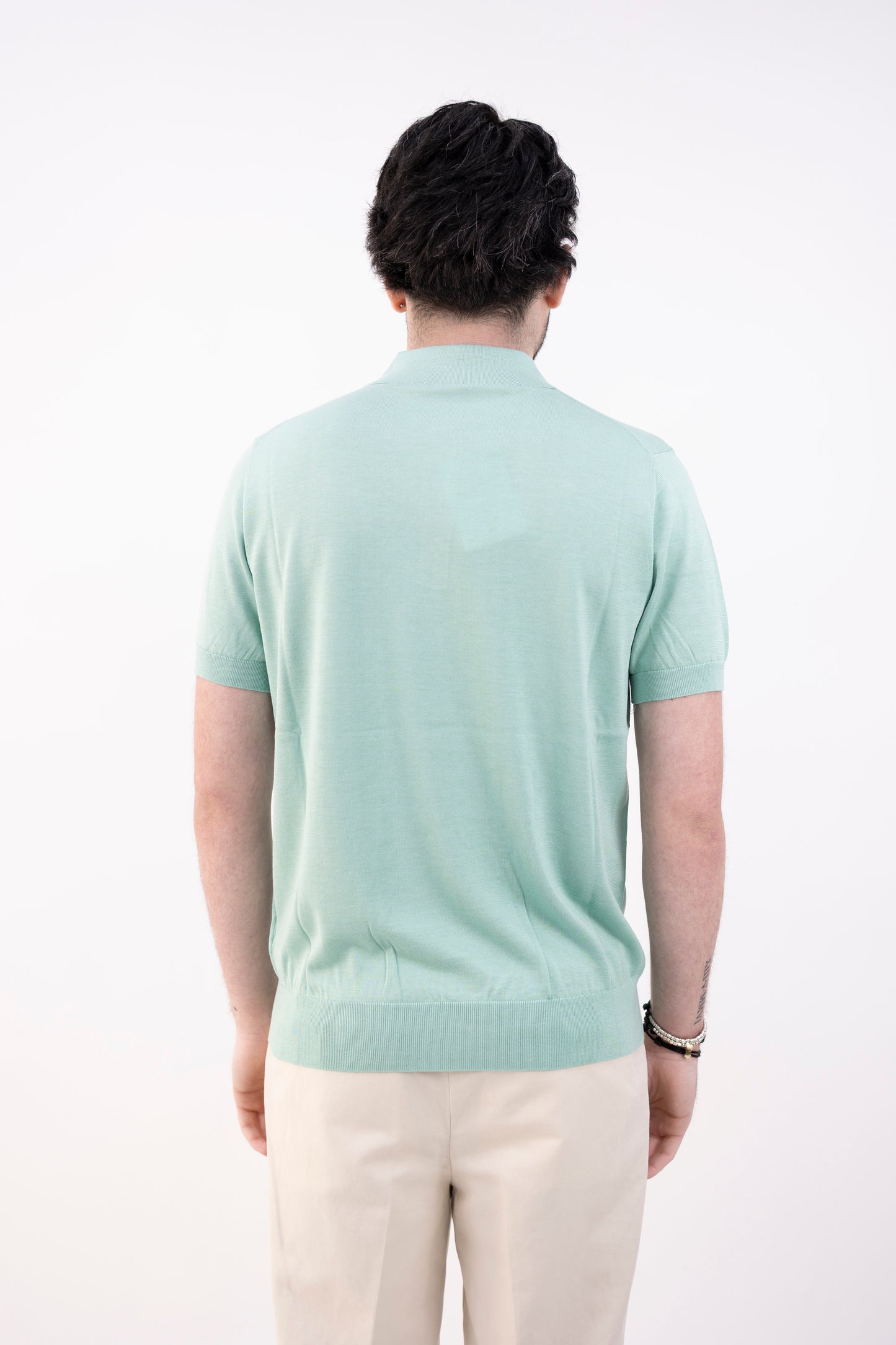 POLO SETA&COTONE VERDE GIADA DC1-22103 670 Della Ciana