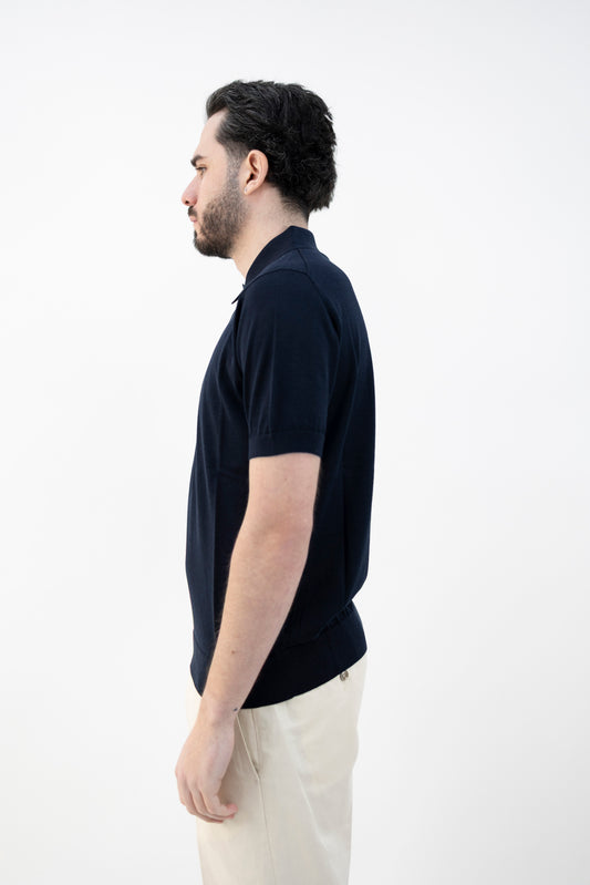 POLO SETA&COTONE BLU NAVY DC1-22103 590 Della Ciana
