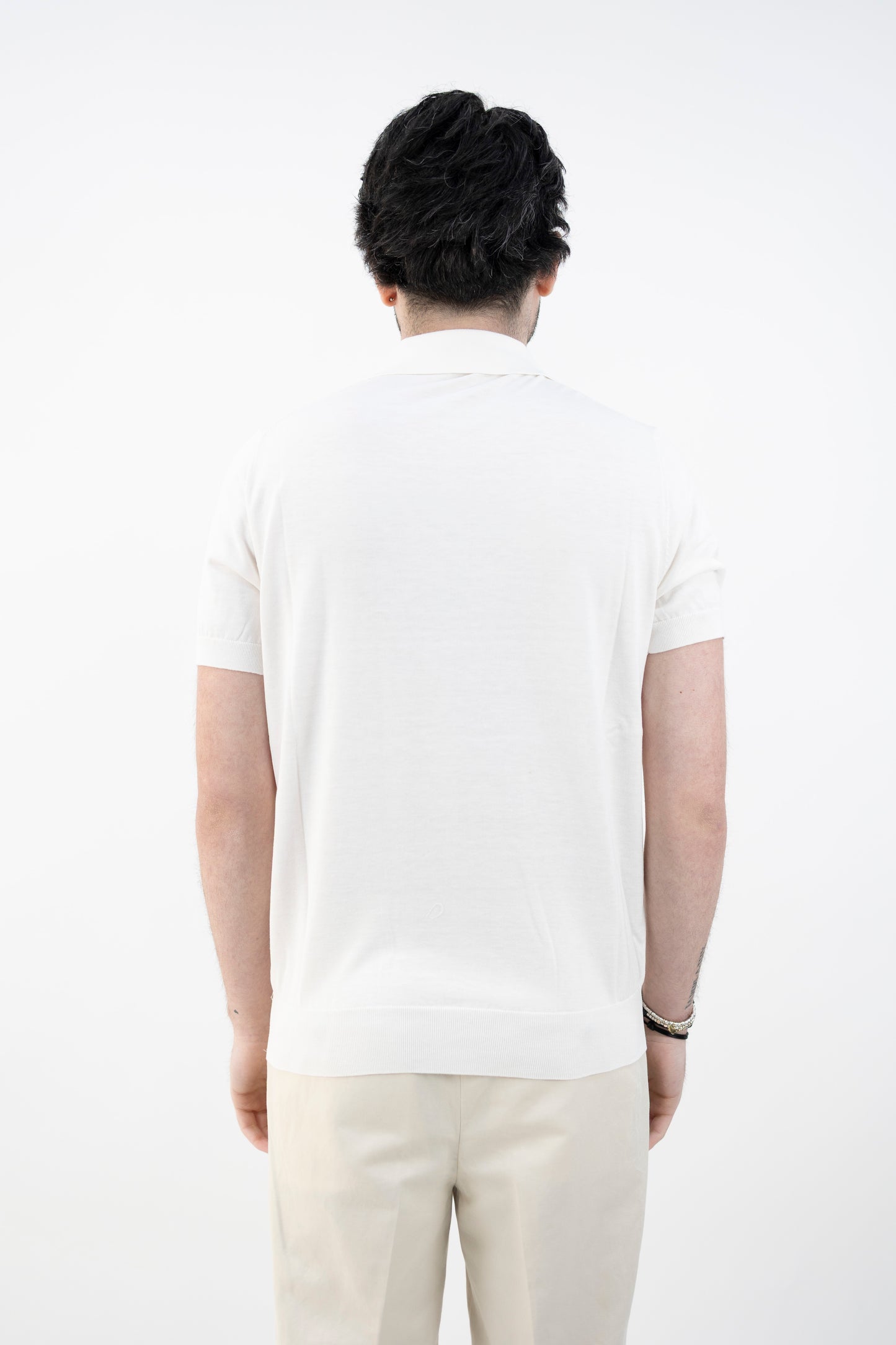 POLO SETA&COTONE BIANCO NATURALE DC1-22103 200 Della Ciana