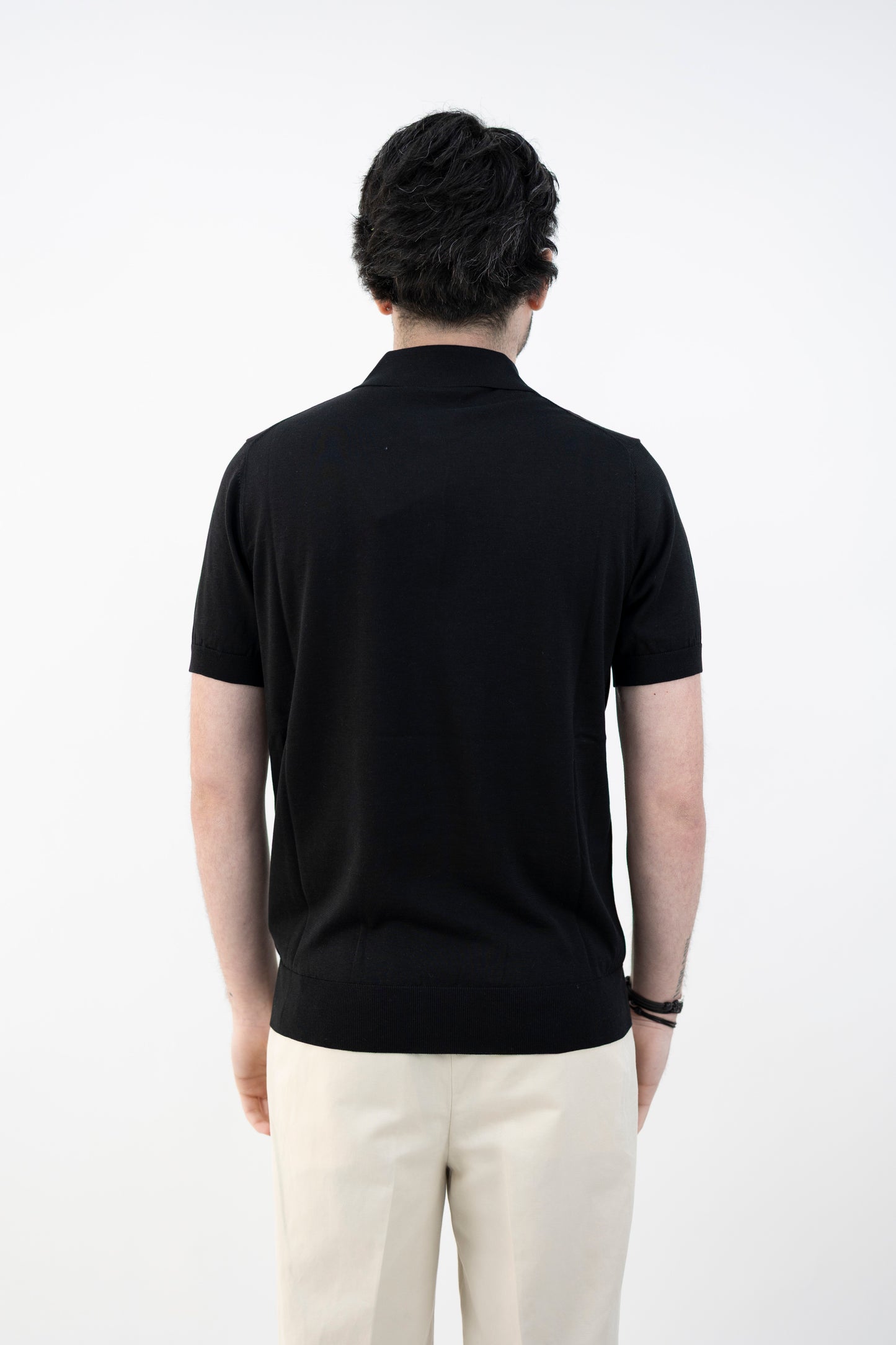 POLO SETA&COTONE NERA DC1-22103 999 Della Ciana