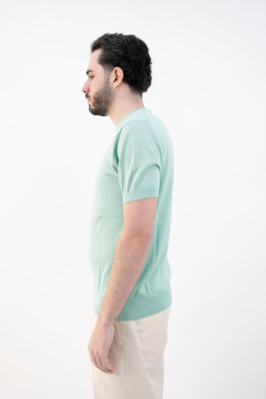 MAGLIA GIROCOLLO SETA&COTONE VERDE GIADA DC1-22102 670 Della Ciana