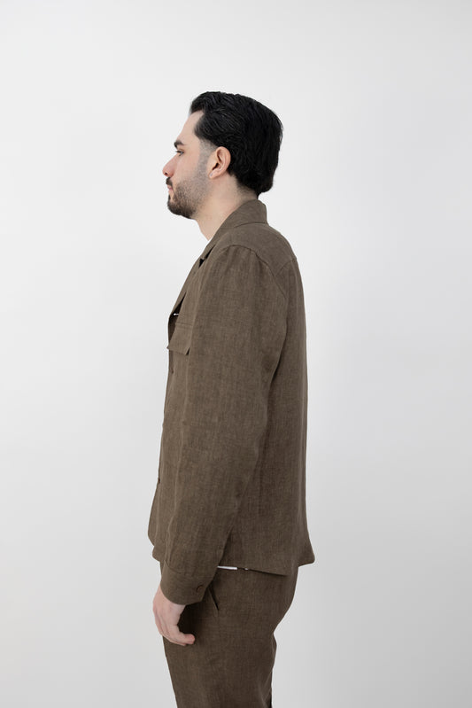 GIACCA CAMICIA JOHNQD MORO LINO 300118 046 Quattro decimi BY Briglia