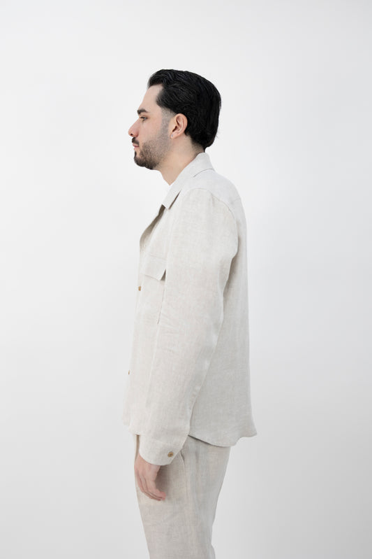 GIACCA CAMICIA JOHNQD SABBIA LINO 300118 02 Quattro decimi BY Briglia