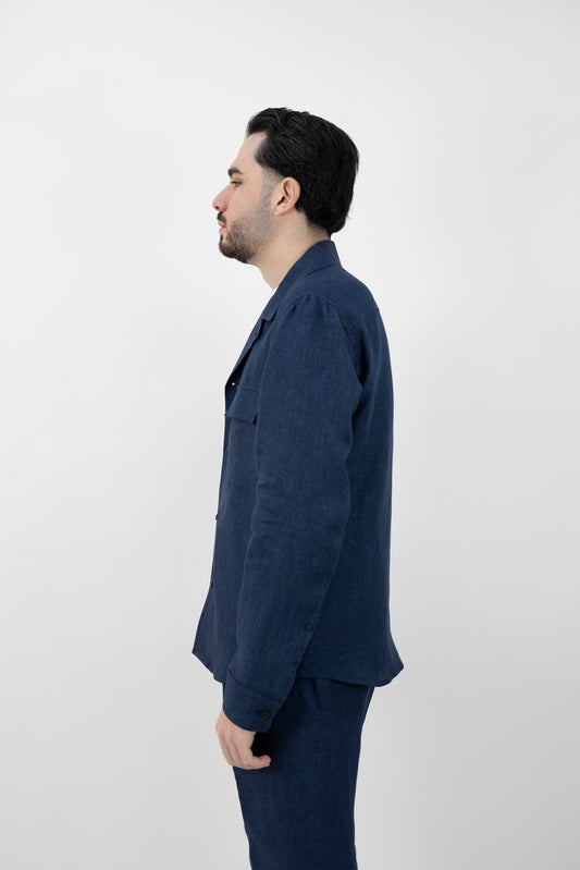 GIACCA CAMICIA JOHNQD BLU LINO 300118 011 Quattro decimi BY Briglia