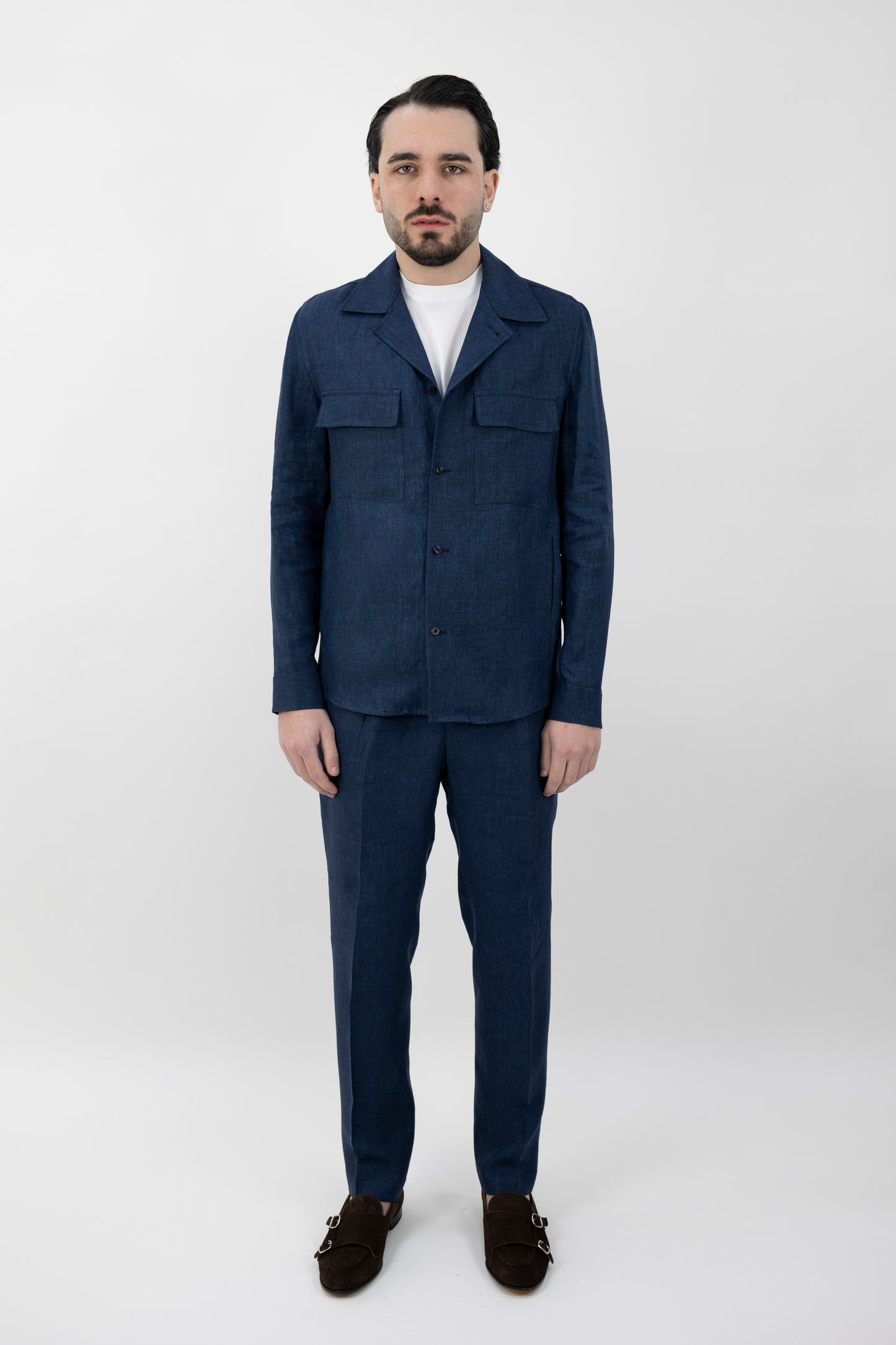 GIACCA CAMICIA JOHNQD BLU LINO 300118 011 Quattro decimi BY Briglia