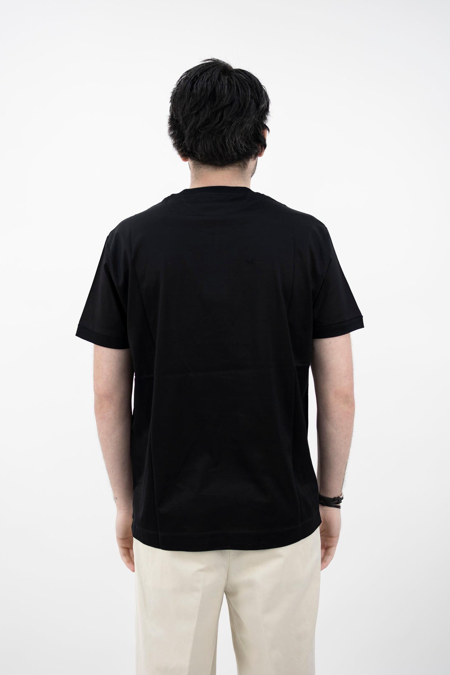 T-SHIRT FILO DI SCOZIA NERA DF1200 48 DANIELE FIESOLI