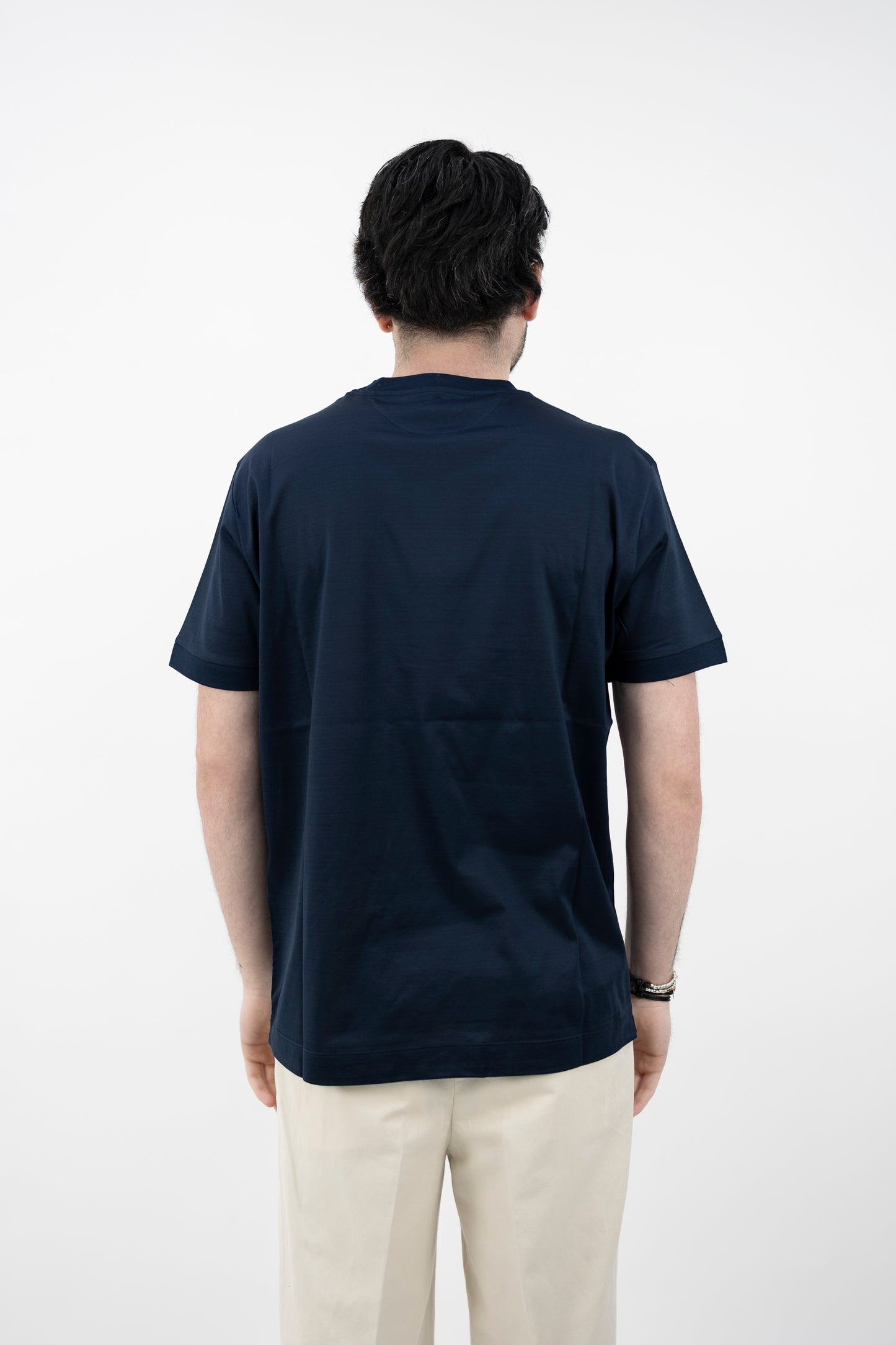 T-SHIRT FILO DI SCOZIA BLU DF1200 42 DANIELE FIESOLI