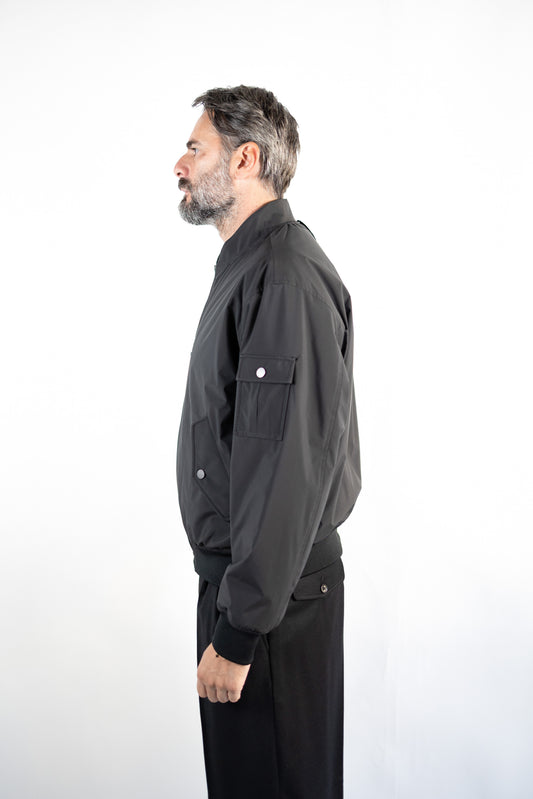 BOMBER BILLY IN MICROFIBRA WATERPROOF IMBOTTITO NERO -BLACK VALSTAR