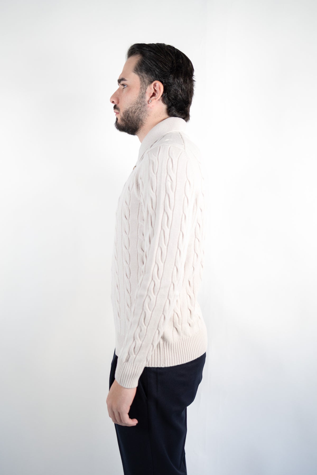 POLO IN LANA & CASHMERE TRECCE BEIGE GRAN SASSO