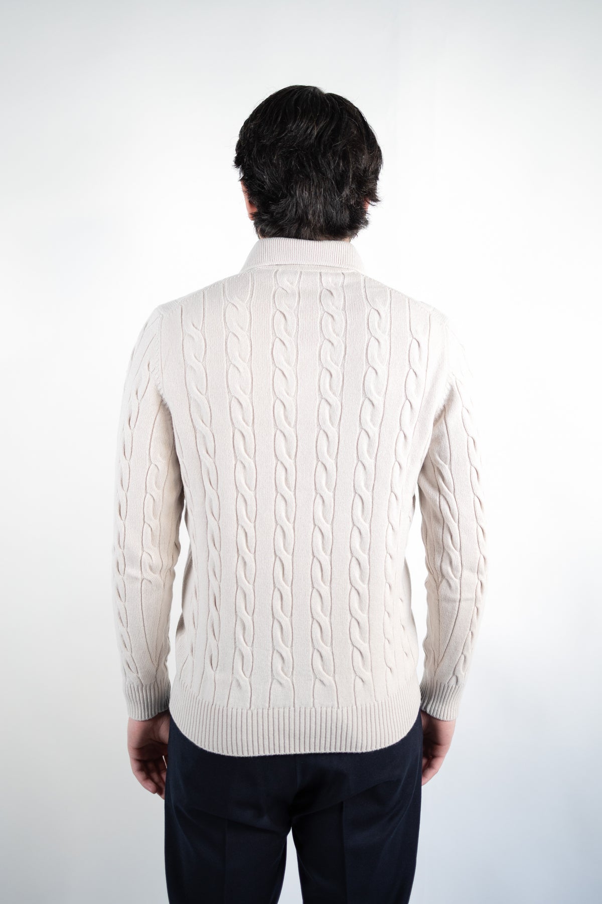 POLO IN LANA & CASHMERE TRECCE BEIGE GRAN SASSO