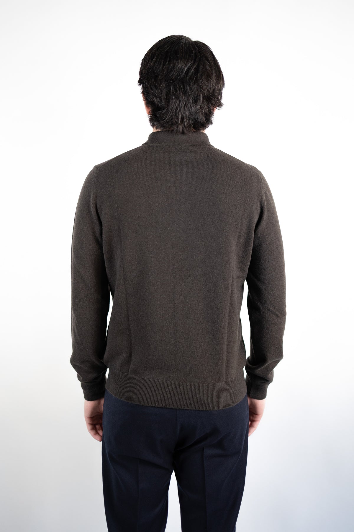 POLO IN CASHMERE & LANA MARRONE GRAN SASSO