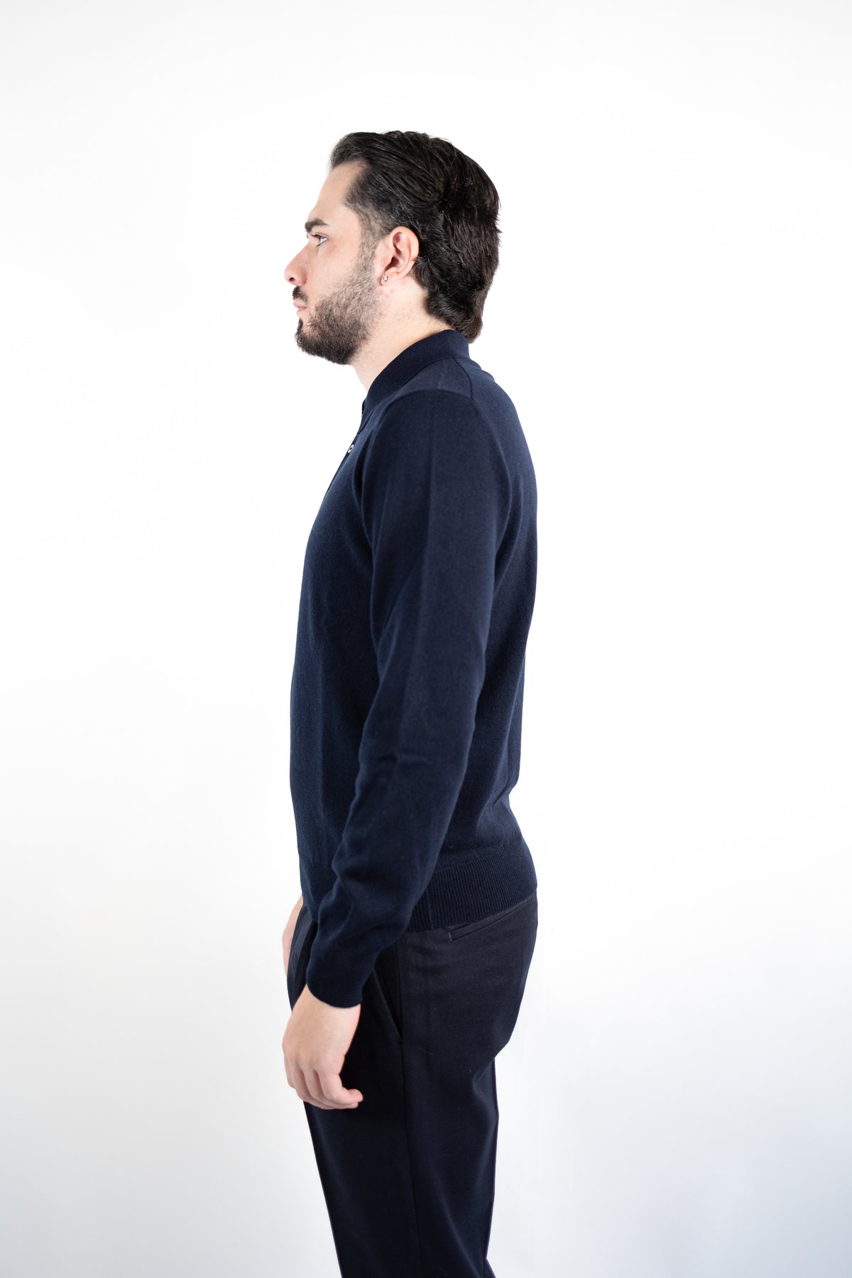 POLO IN CASHMERE & LANA BLU GRAN SASSO