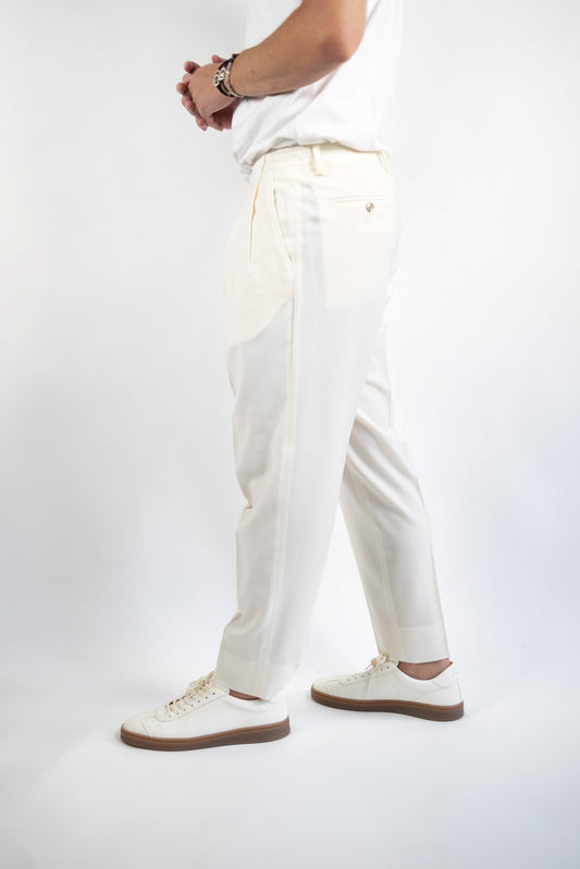 PANTALONE PORTOBELLO LATTE FLANELLA QUATTRO DECIMI BY BRIGLIA