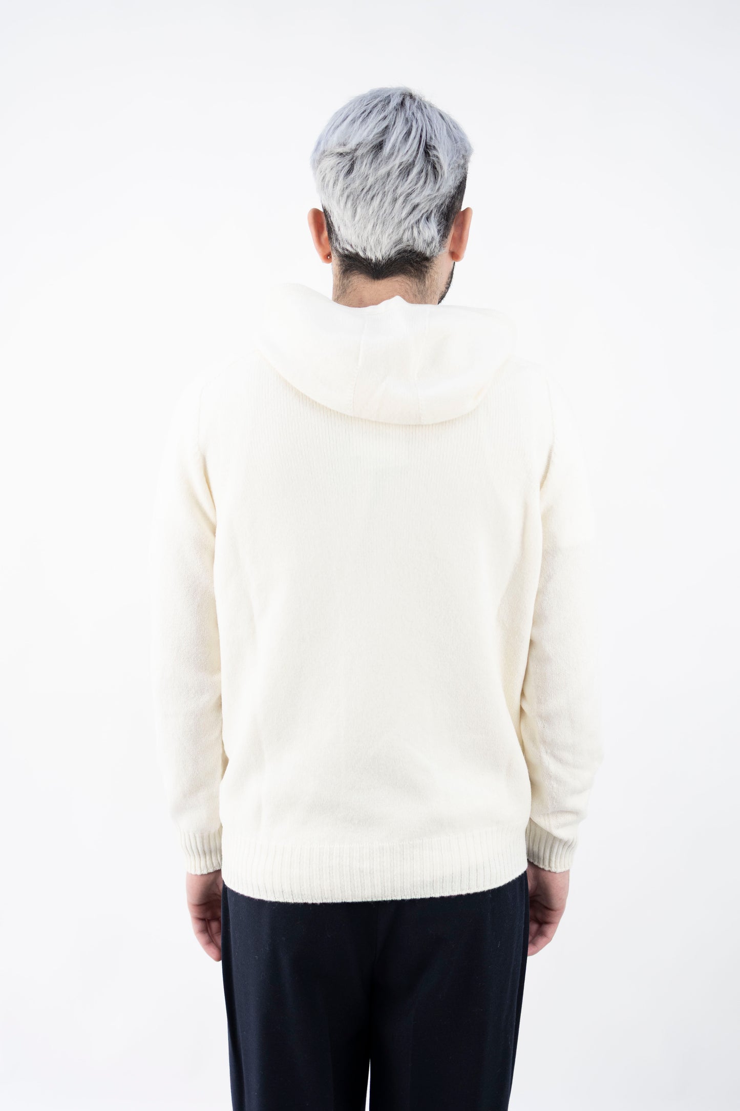 MAGLIA IN LANA CON CAPPUCCIO BIANCA 24122/25024 001 GRAN SASSO