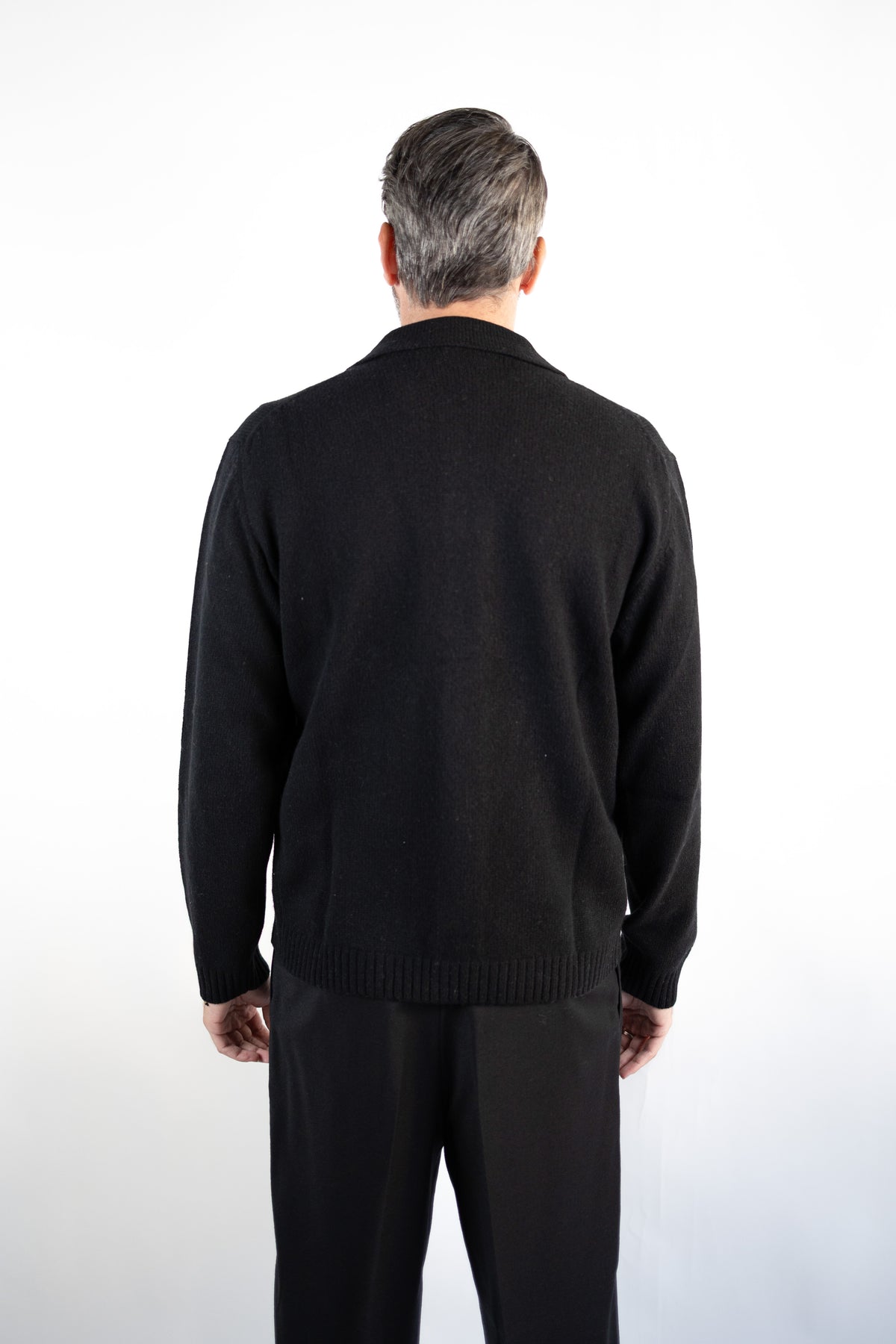 CARDIGAN CAMICIA RASATO NERO 100% CASHMERE DANIELE FIESOLI