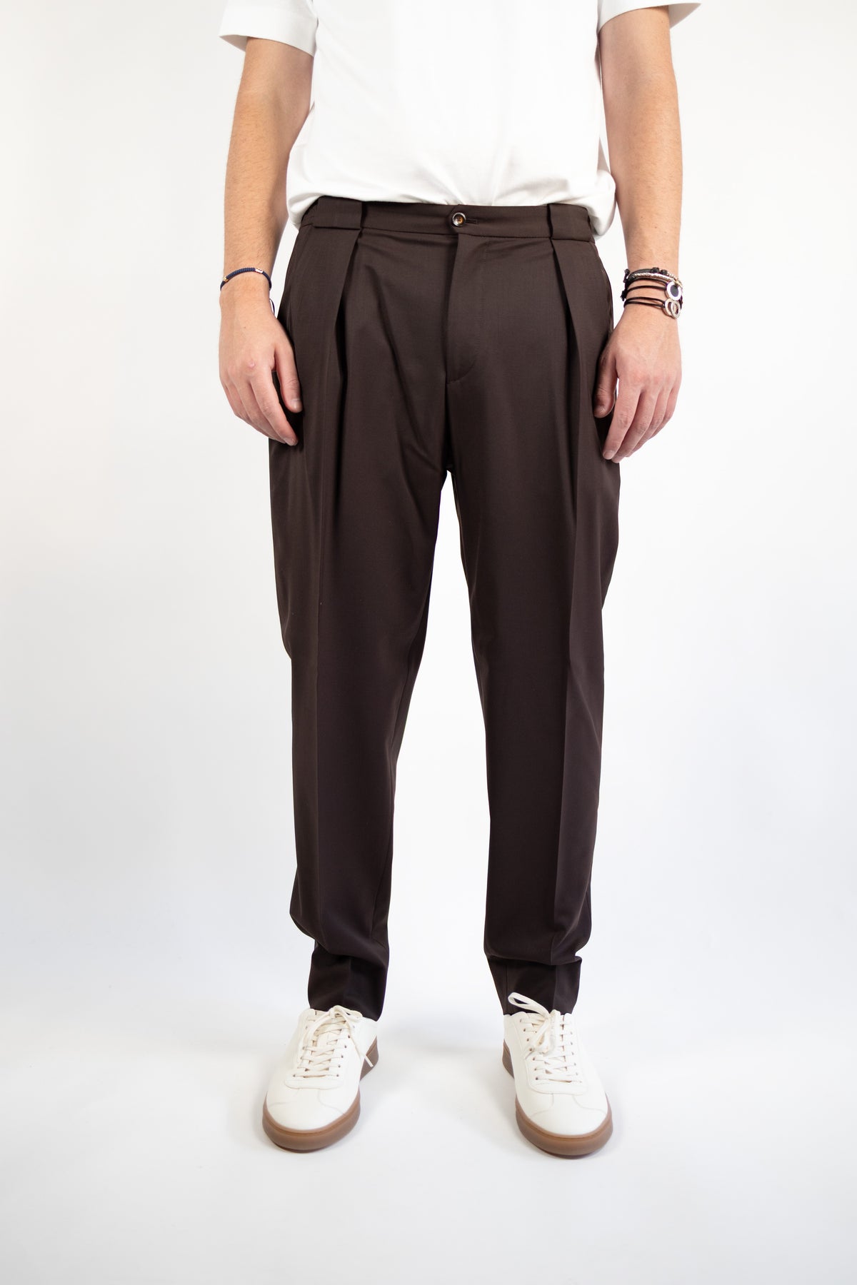 PANTALONE PORTOBELLO MARRONE LANA MARZOTTO QUATTRO DECIMI BY BRIGLIA