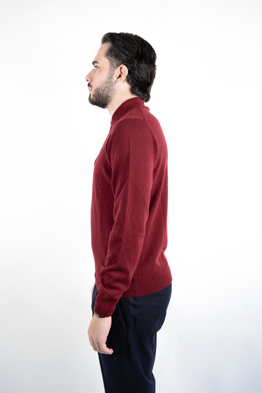 POLO IN LANA & CASHMERE BORDEAUX GRAN SASSO