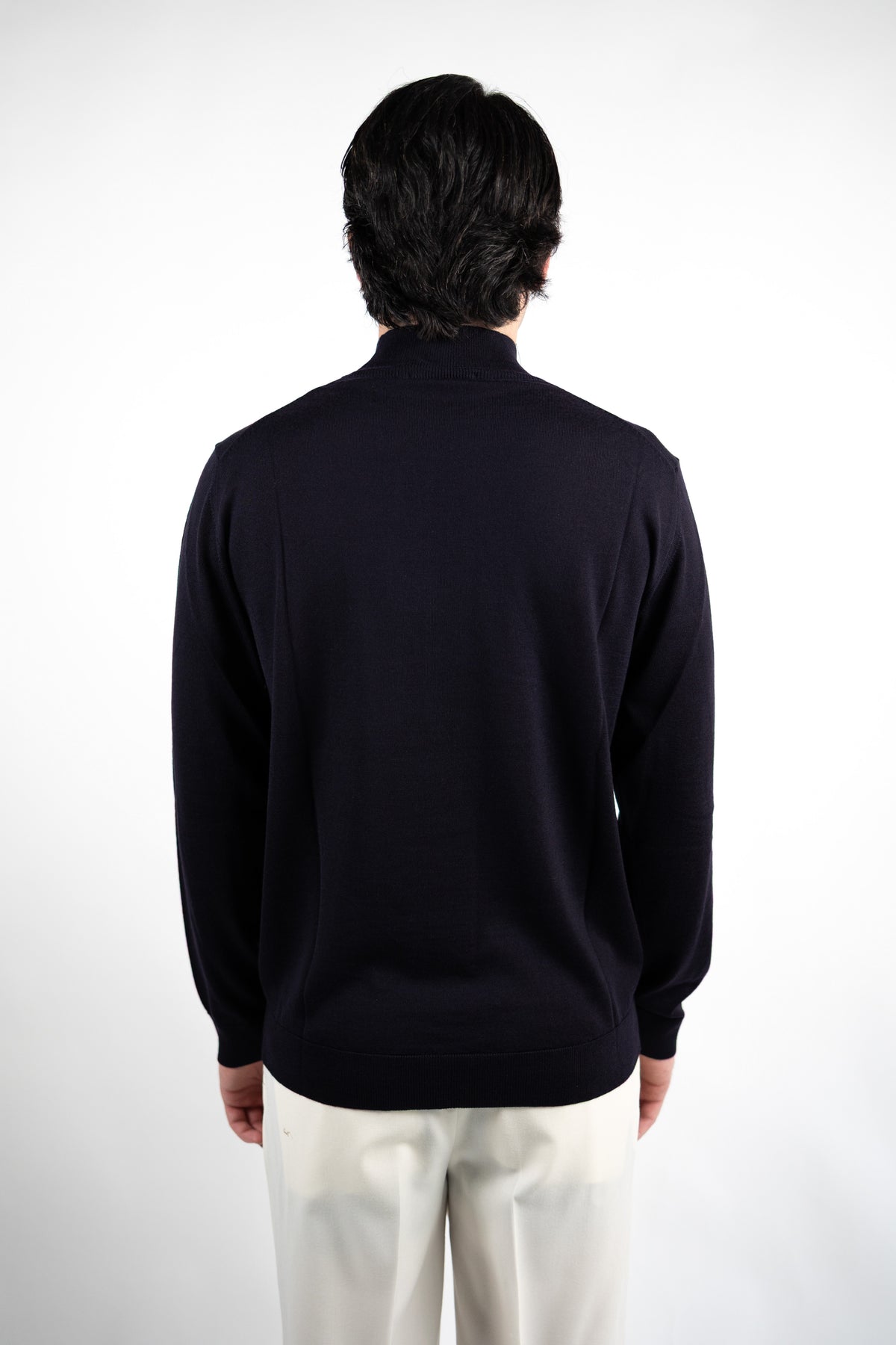 MAGLIA LUPETTO IN LANA MERINO EXTRAFINE BLU DANIELE FIESOLI
