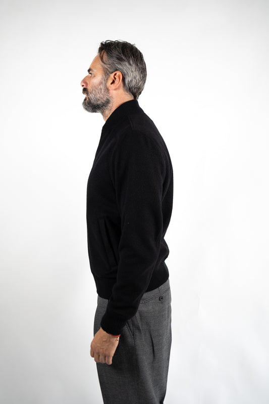 GIUBBINO BOMBER NERO IN LANA BOUCLE' L.B.M.