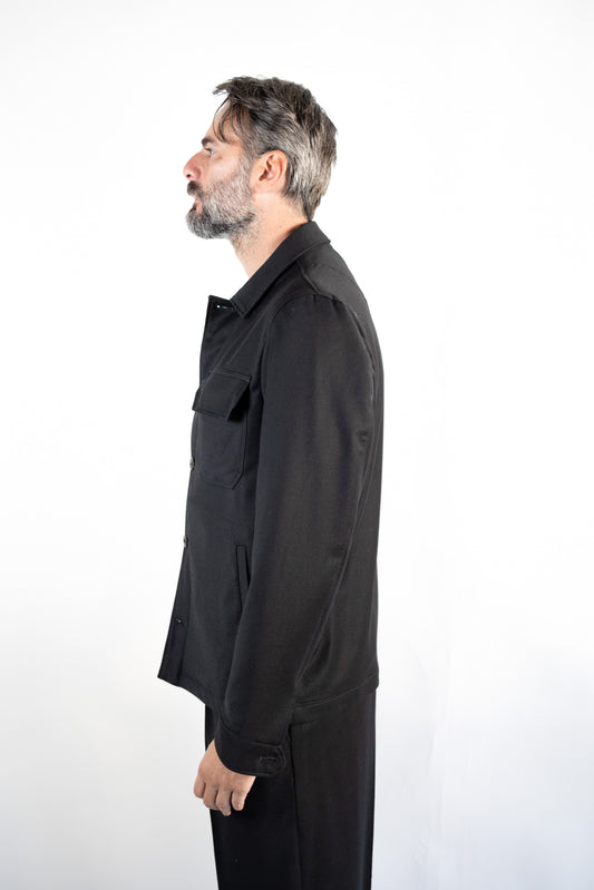OVERSHIRT IN LANA NERO L.B.M