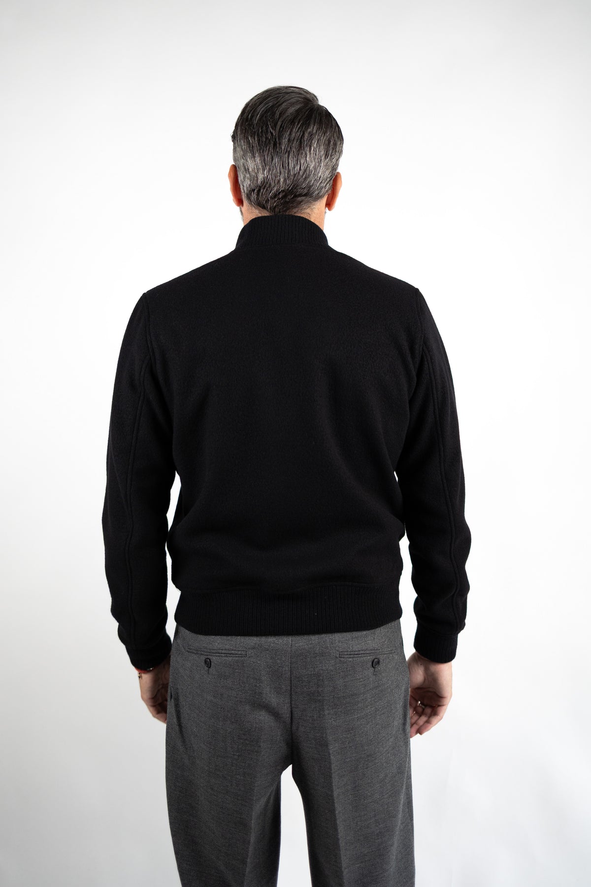 GIUBBINO BOMBER NERO IN LANA BOUCLE' L.B.M.