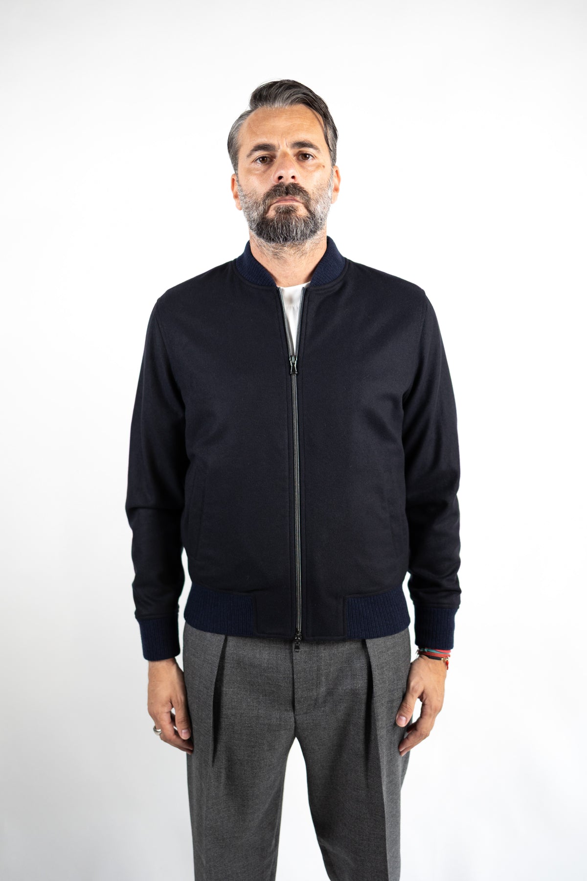 GIUBBINO BOMBER IN LANA BLU L.B.M.