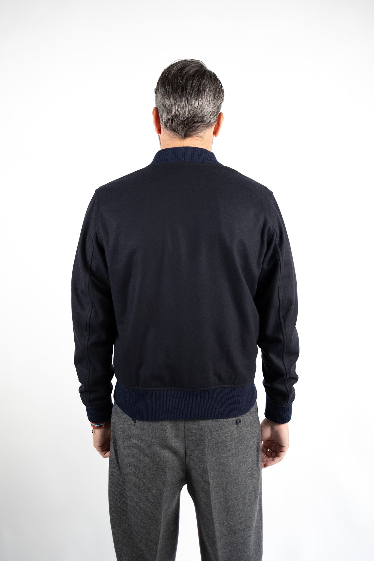 GIUBBINO BOMBER IN LANA BLU L.B.M.