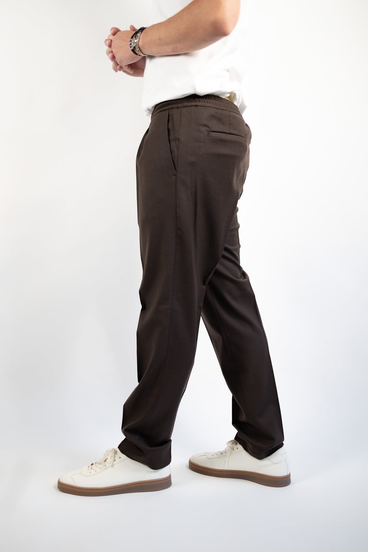 PANTALONE WIMBLEDON MARRONE FLANELLA QUATTRO DECIMI BY BRIGLIA