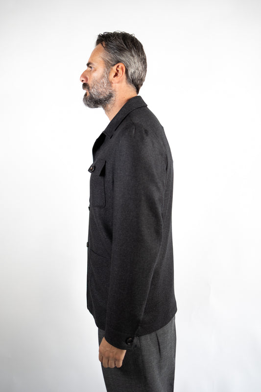 OVERSHIRT IN LANA VERGINE & SETA DREAM TWEED LORO PIANA GRIGIA LUIGI BIANCHI